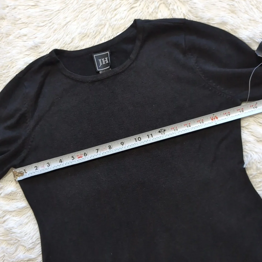 NWT JH Black Knit A Line Sweater Dress With Contrast Striped Hems Size Medium